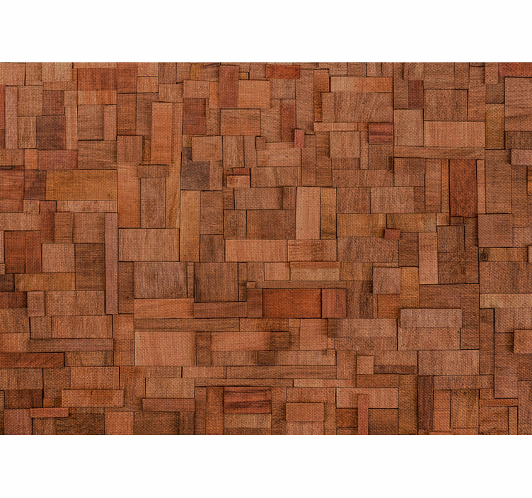 Carta da parati ornamentale mattoni di legno rustici - TenStickers
