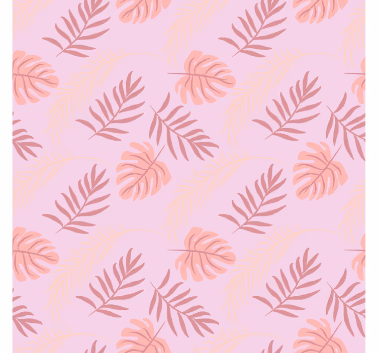 Carta da parati camera design foglie tropicali rosa - TenStickers