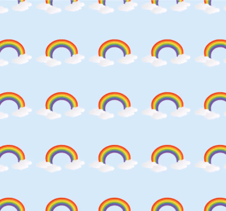 Carta da parati camera arcobaleno e nuvole colorate - TenStickers