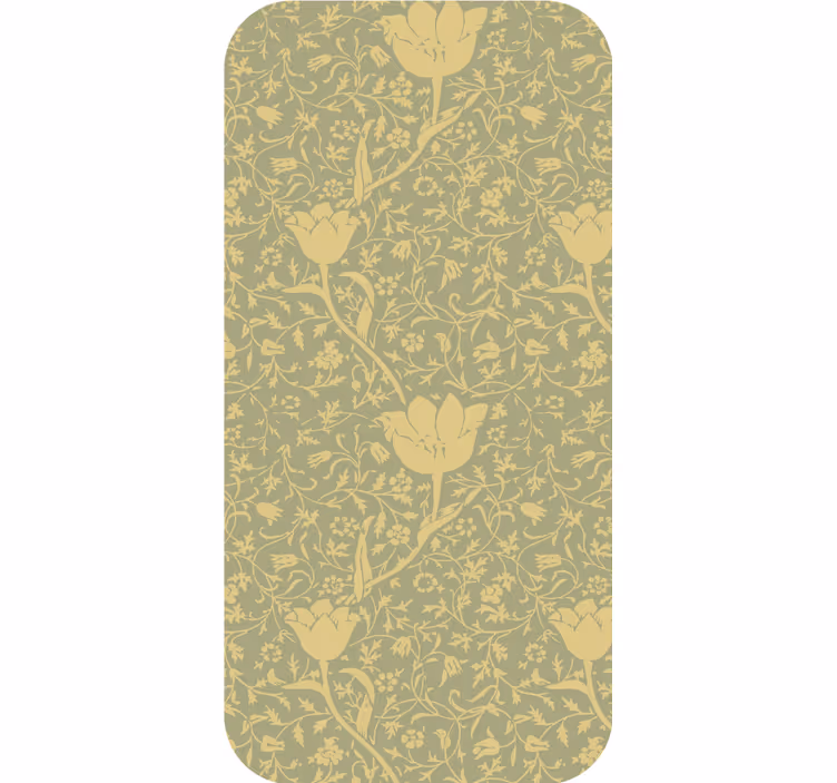 Carta da parati ornamentale motivo floreale oro e verde - TenStickers