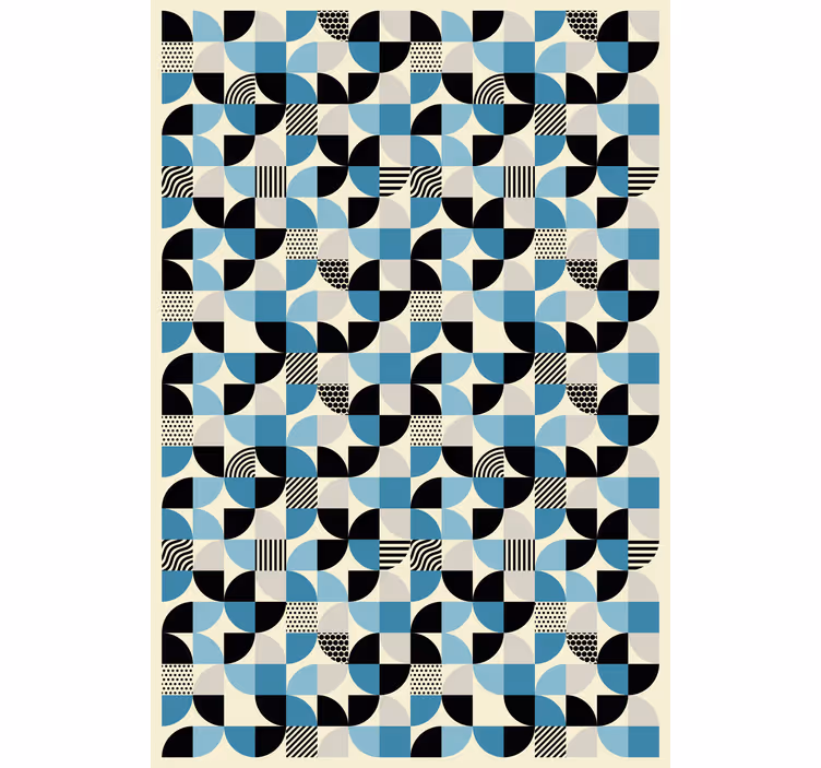 Carta da parati ornamentale motivo bauhaus blu retro - TenStickers