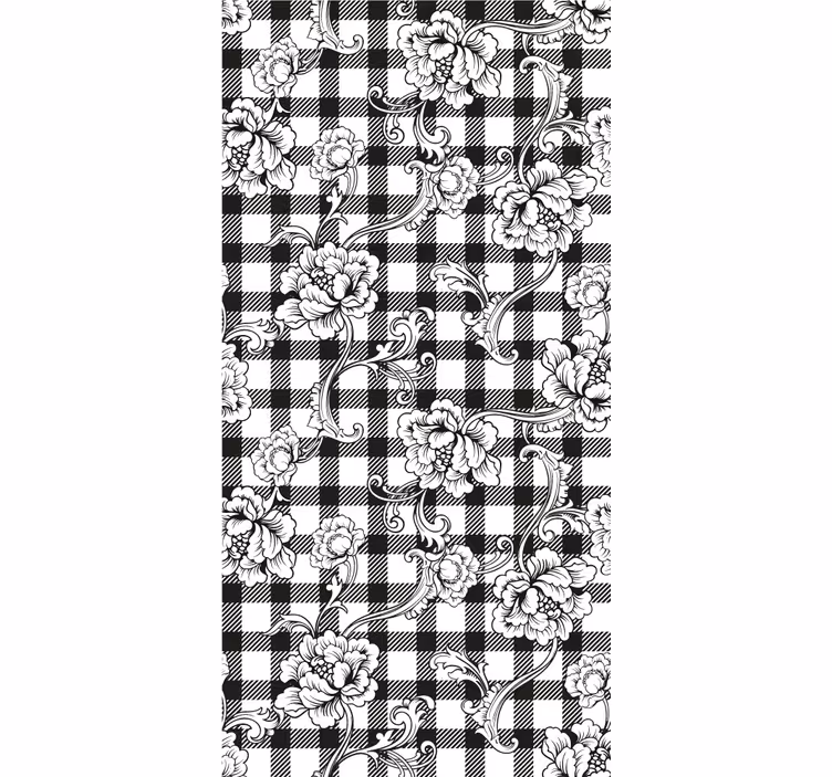 Carta da parati ornamentale motivo a quadri floreali - TenStickers