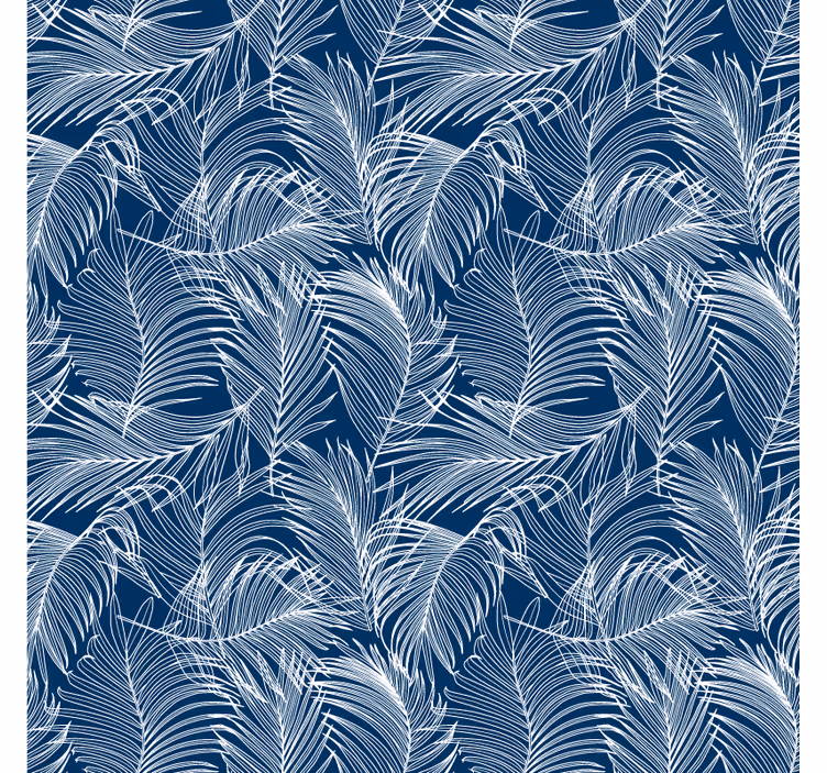 Carta da parati foglie foglie blu con contorno bianco - TenStickers