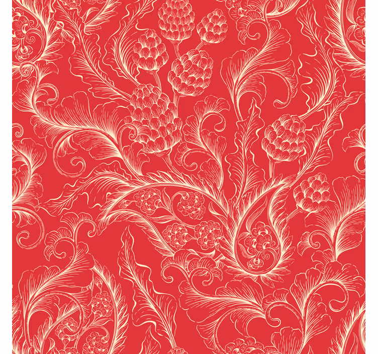 Carta da parati floreale illustrazione paisley rossa - TenStickers