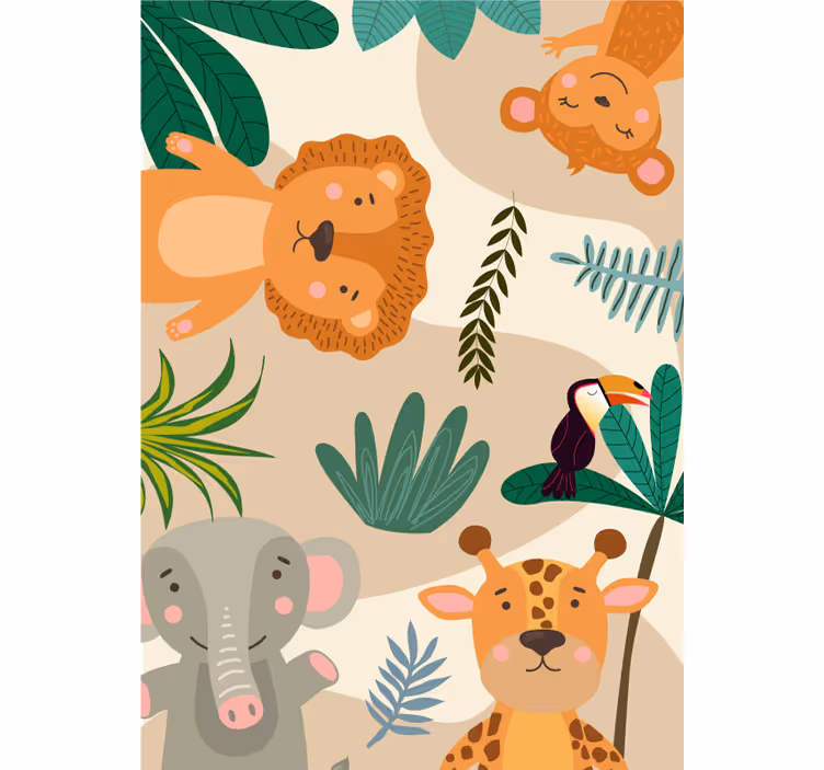 Carta da parati animali giungla nordica per bambini - TenStickers