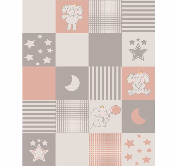 Carta da parati animali motivi elefante con piastrelle nordiche - TenStickers