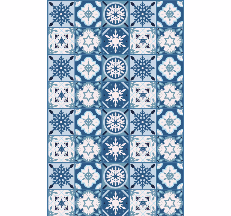 Carta da parati natalizia piastrelle di neve blu - TenStickers