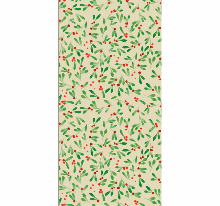 Carta da parati natalizia motivo bacche festive - TenStickers