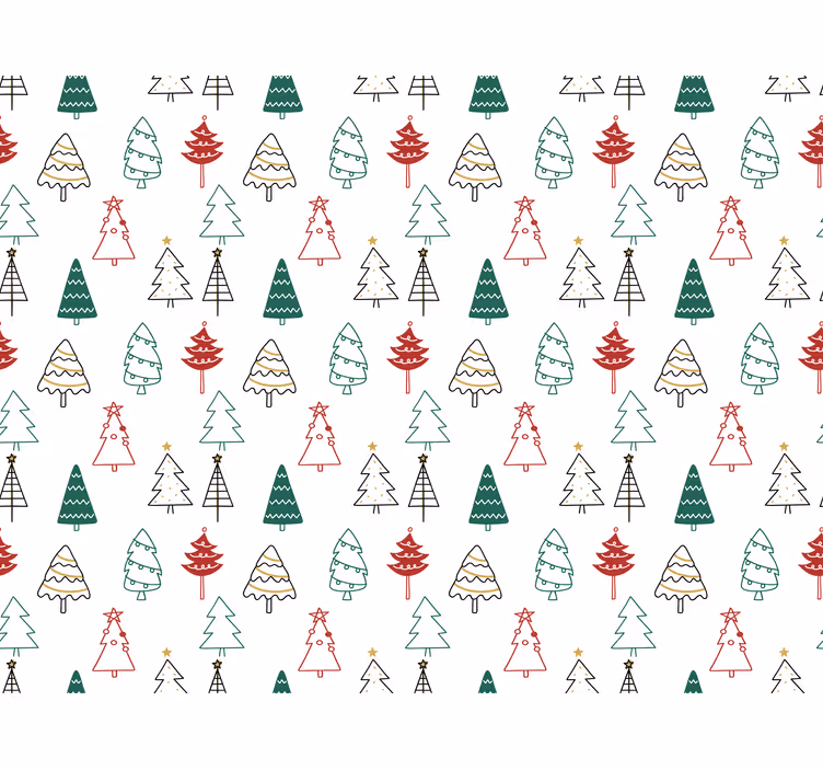 Carta da parati natalizia motivo alberi festivi - TenStickers