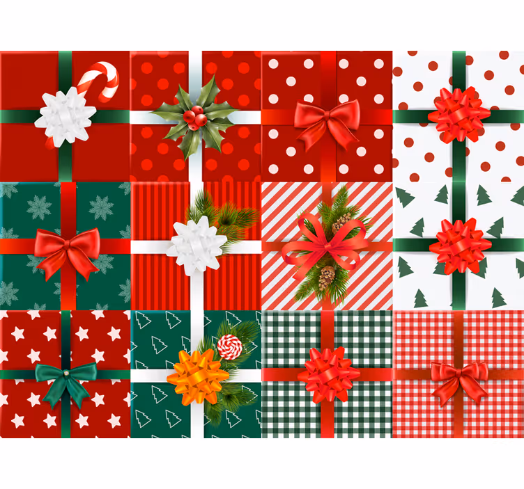 Carta da parati natalizia motivi regalo festivi - TenStickers