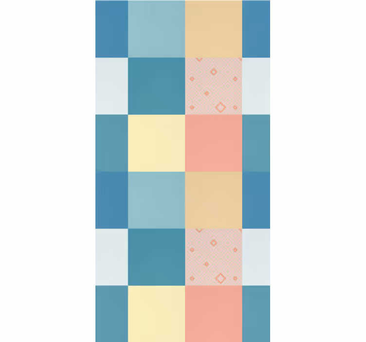 Carta da parati sala da pranzo scacchiera pastello geometrica - TenStickers