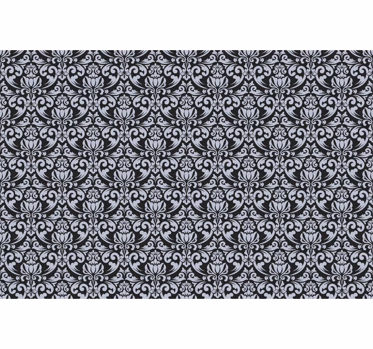 Carta da parati effetto piastrelle mosaico barocco grigio e nero - TenStickers