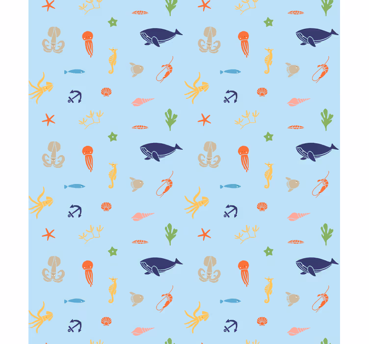 Carta da parati cameretta animali marini minimalisti - TenStickers