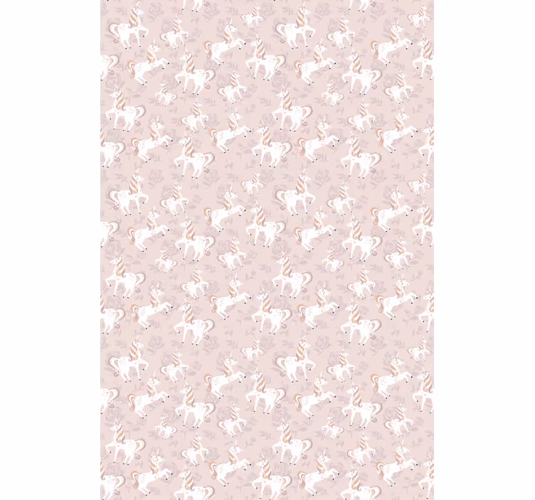 Carta da parati cameretta unicorno rosa alto con fiori - TenStickers