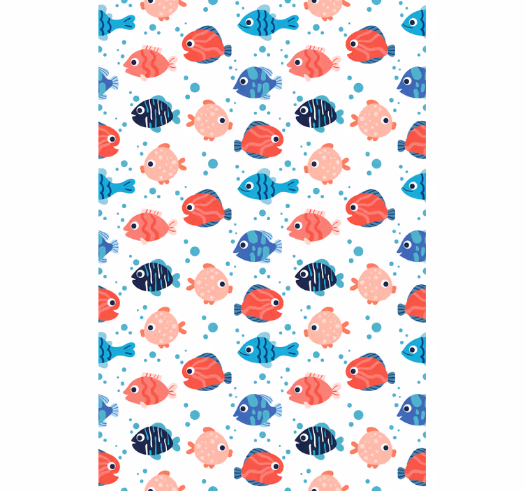 Carta da parati cameretta pesci rosa e blu - TenStickers