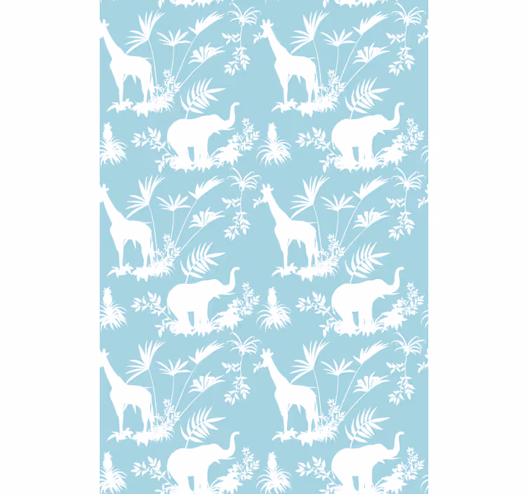 Carta da parati cameretta elefanti e giraffe - TenStickers