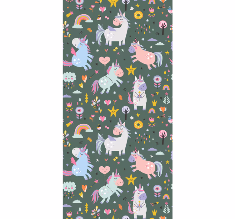Carta da parati cameretta motivi unicorno fantasy - TenStickers