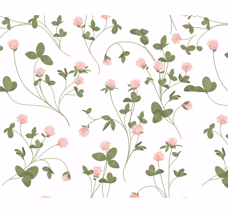 Carta da parati soggiorno trifoglio rosa delicato - TenStickers