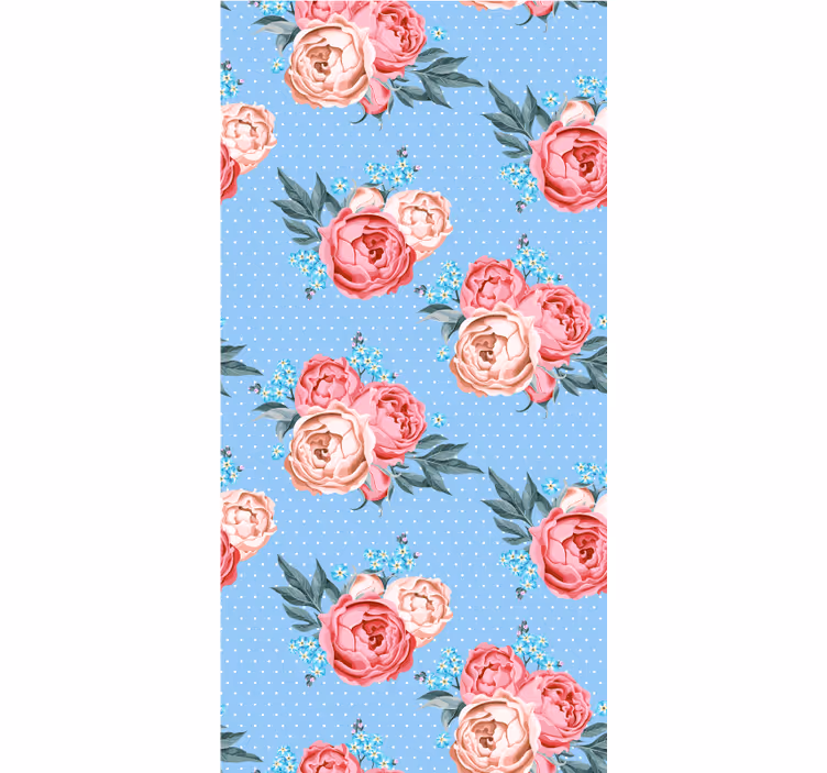 Carta da parati corridoio rose rosa blu in fiore - TenStickers
