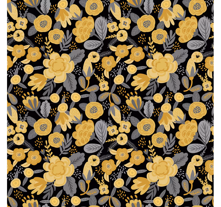 Carta da parati corridoio motivo botanico giallo - TenStickers