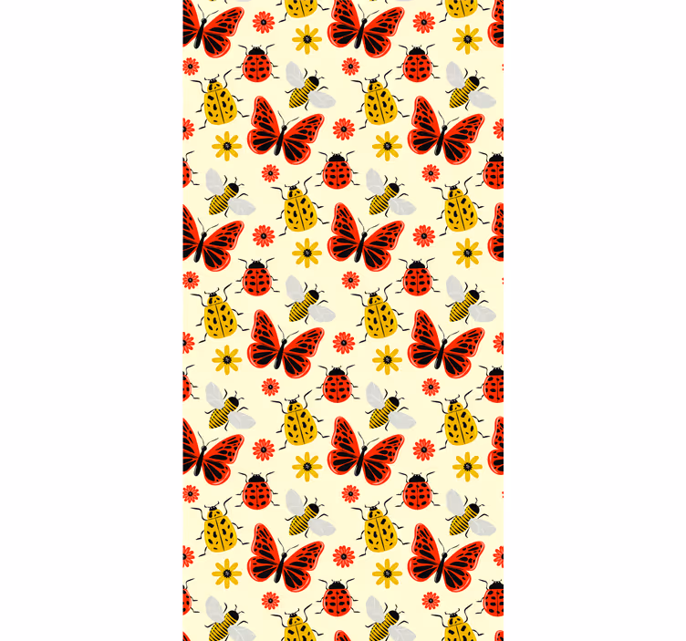 Carta da parati nordica motivo insetti minimalisti colorati - TenStickers