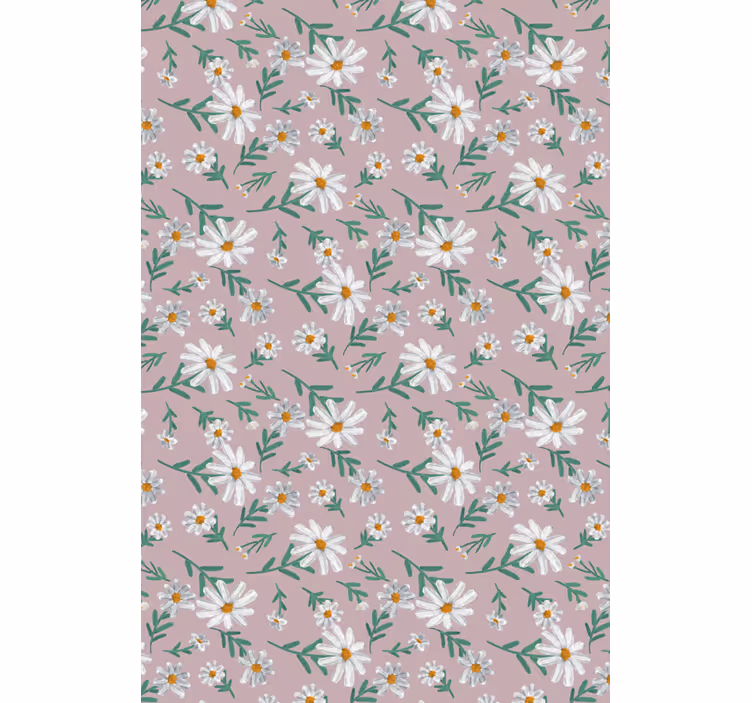 Carta da parati soggiorno fiore margherita anni 70 rosa - TenStickers