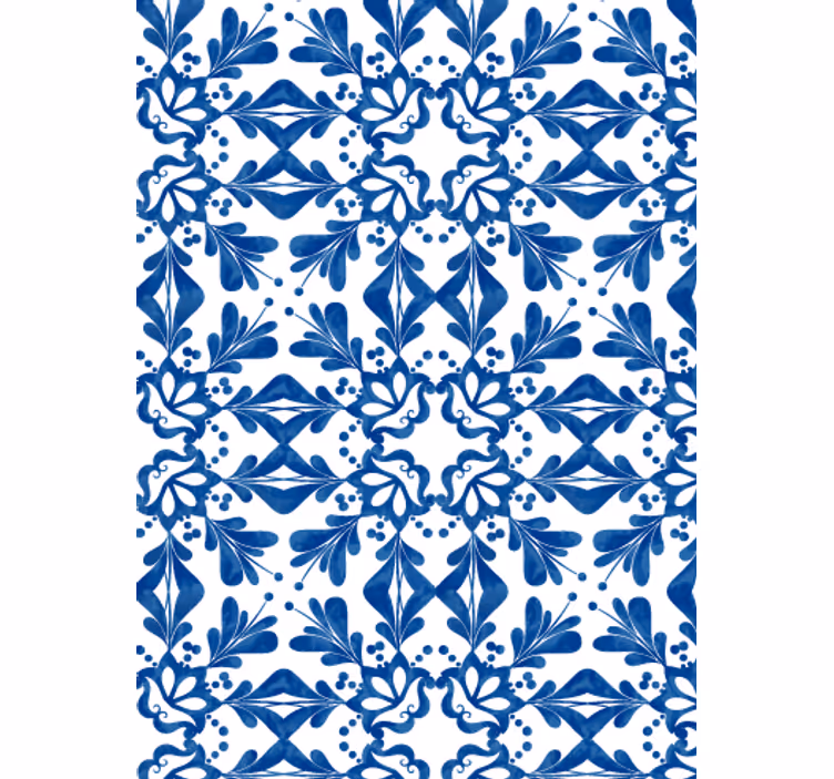 Carta da parati soggiorno piastrelle vintage blu - TenStickers