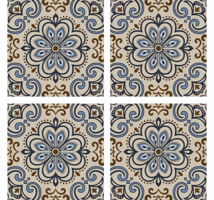 Carta da parati effetto piastrelle floreali - TenStickers