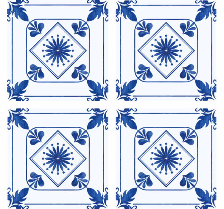 Carta da parati effetto piastrelle composizione floreale - TenStickers