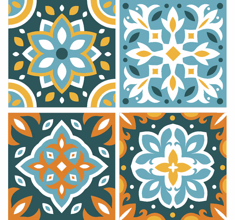 Carta da parati effetto piastrelle elementi floreali intricati - TenStickers
