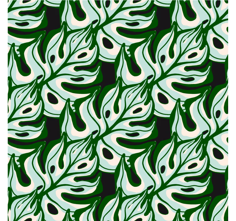 Carta da parati floreale motivo floreale nero e verde - TenStickers