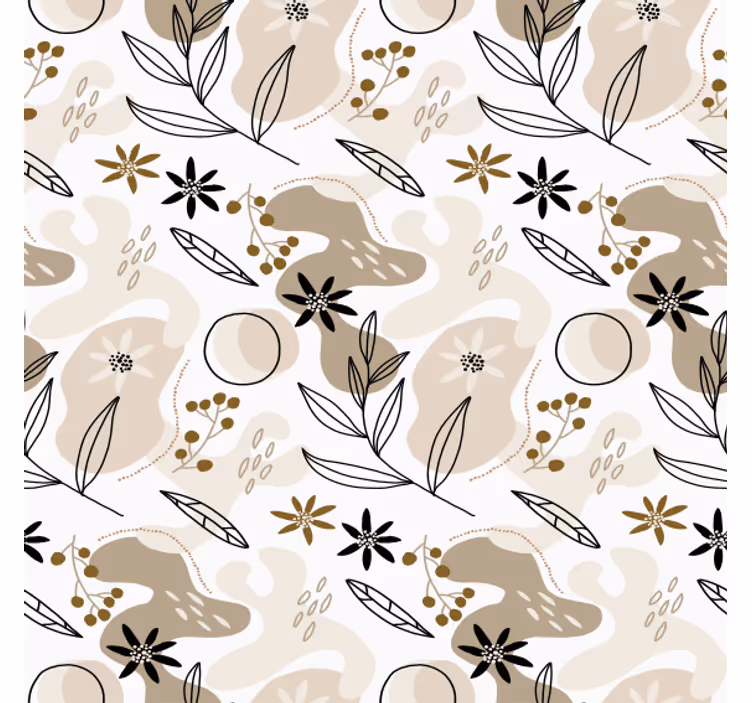 Carta da parati floreale motivo foglie rosa e beige - TenStickers