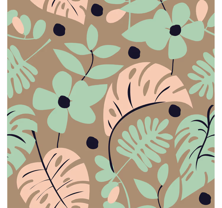 Carta da parati floreale fiori e foglie monstera pastello - TenStickers