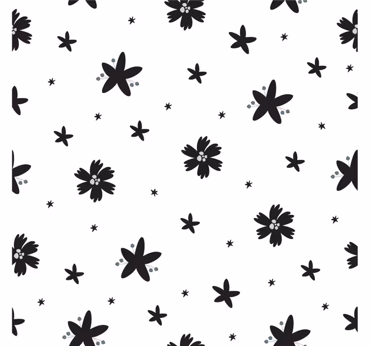 Carta da parati floreale inchiostro bianco e nero - TenStickers