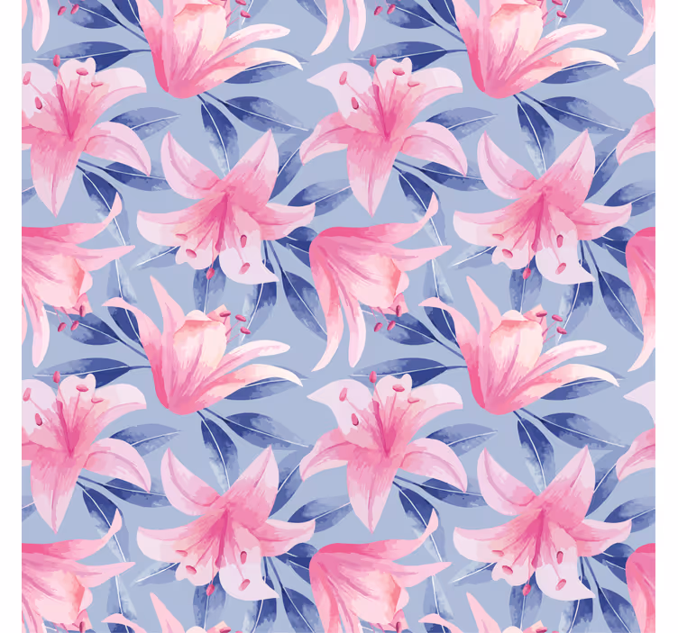 Carta da parati floreale illustrazione acquerello rosa e viola - TenStickers