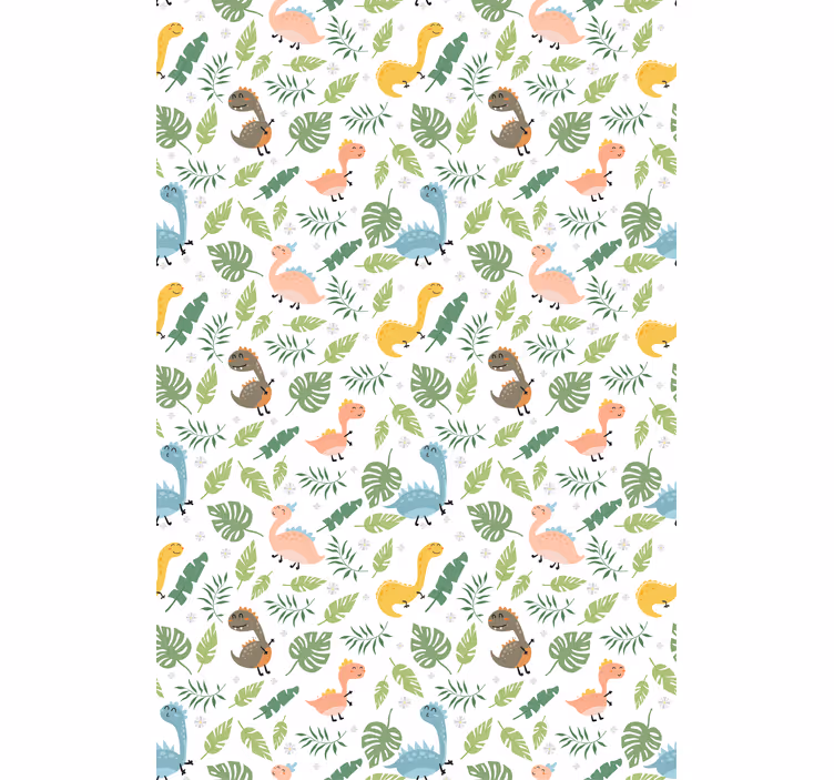 Carta da parati dinosauri foresta pastello con dinosauri - TenStickers