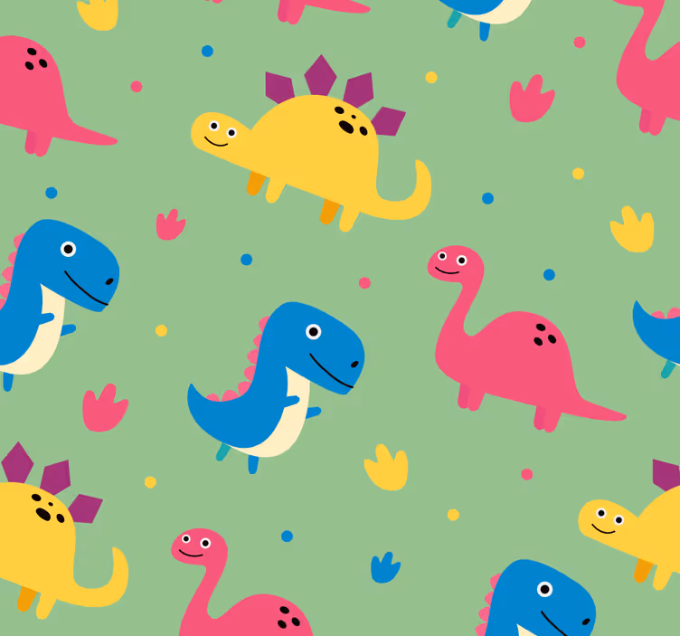 Carta da parati dinosauri stile colorato - TenStickers