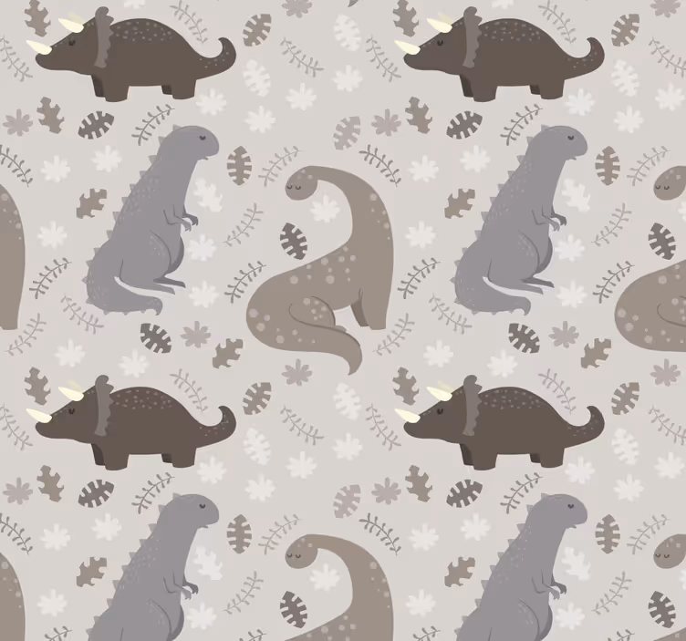 Carta da parati dinosauri motivo grigio - TenStickers