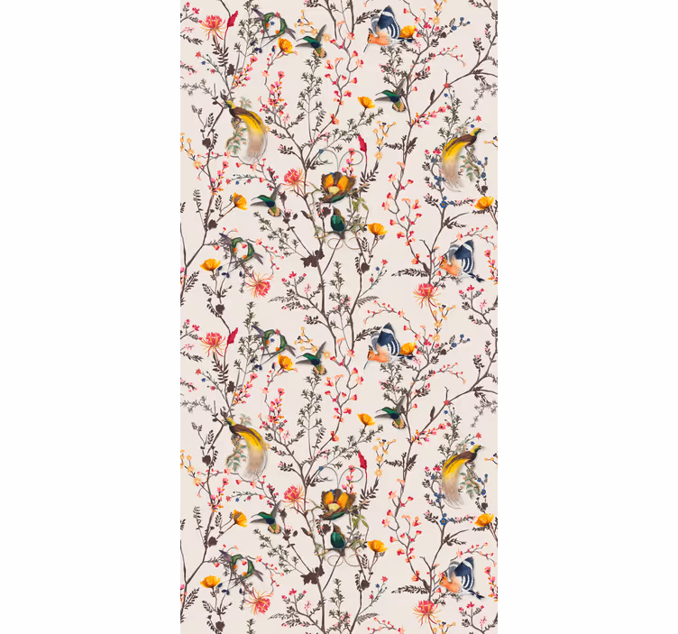 Carta da parati alberi uccelli e fiori - TenStickers