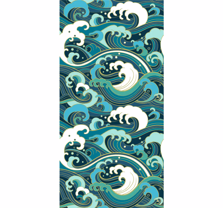 Carta da parati moderna grande onda stile giapponese - TenStickers