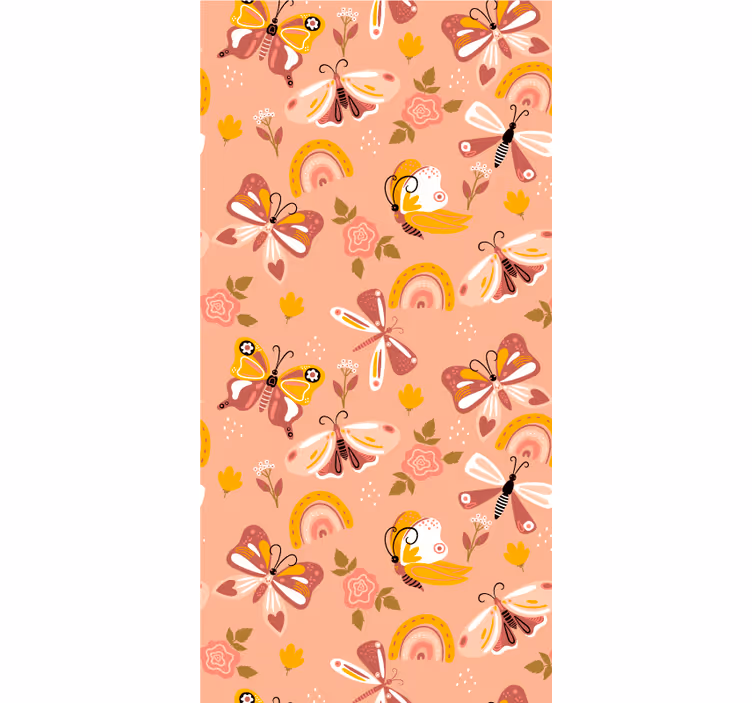 Carta da parati moderna motivo boho farfalle e arcobaleni - TenStickers