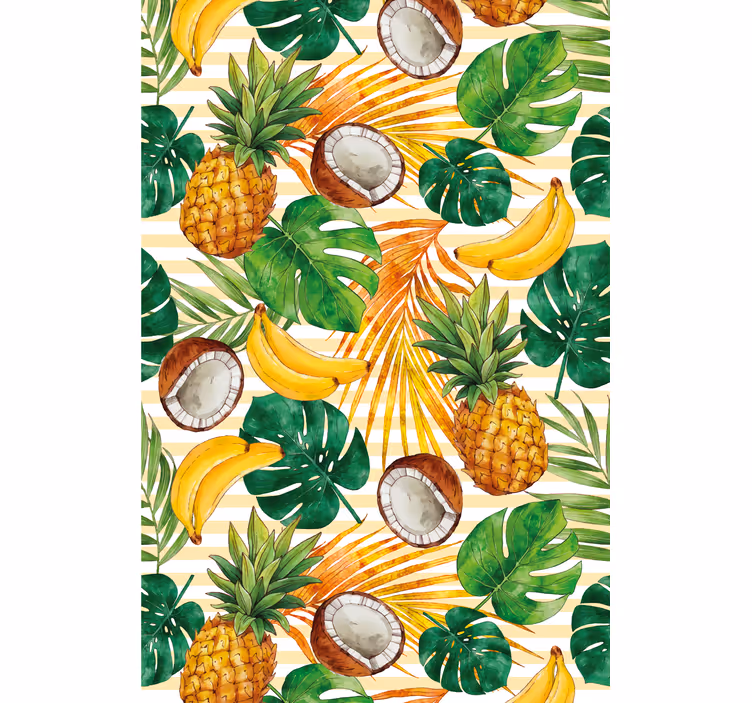 Carta da parati moderna motivo tropicale estivo dipinto a mano - TenStickers