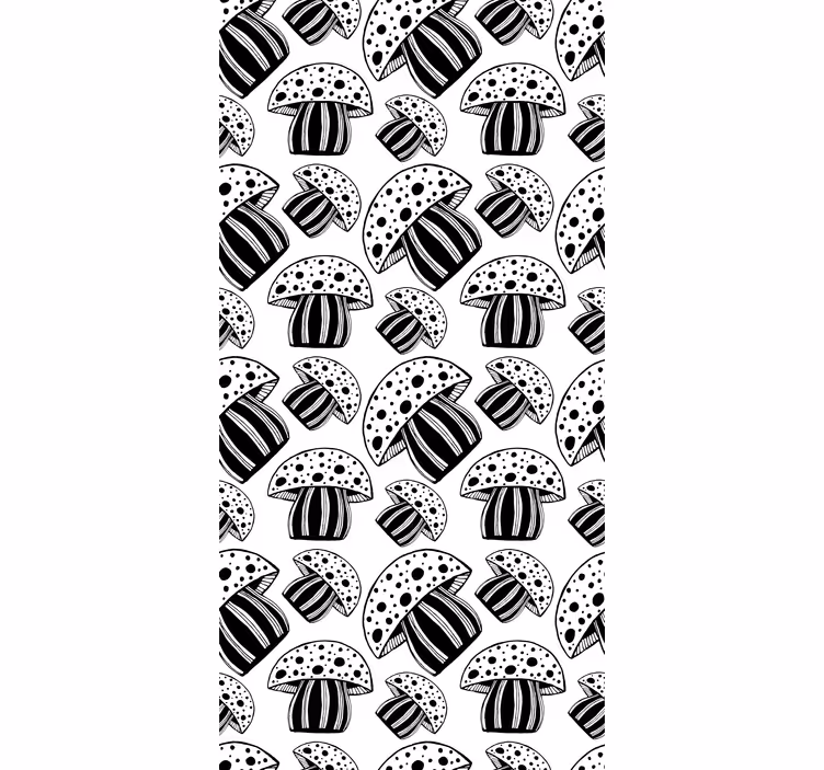 Carta da parati moderna funghi etnici bianco e nero - TenStickers