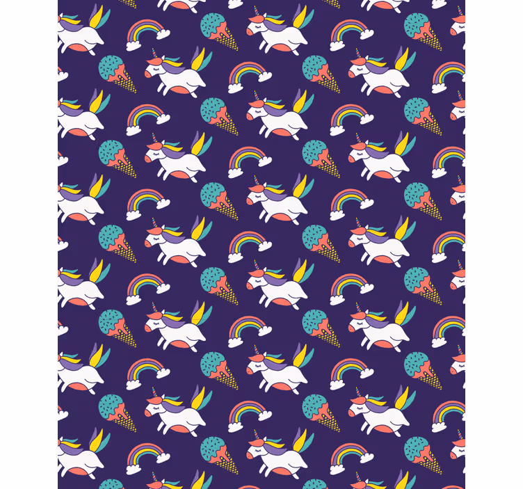 Carta da parati cameretta unicorni e arcobaleni - TenStickers