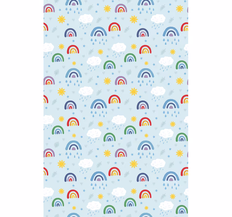 Carta da parati cameretta arcobaleni blu e nuvole - TenStickers
