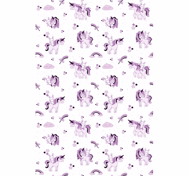 Carta da parati cameretta unicorni viola fantasy - TenStickers