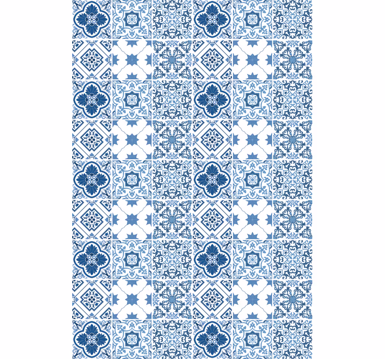 Carta da parati bagno motivi blu intricati - TenStickers