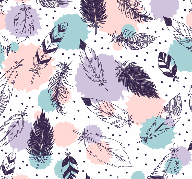 Carta da parati bagno motivo piume boho - TenStickers