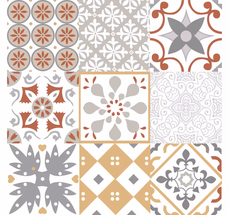 Carta da parati cucina mosaico arancione - TenStickers