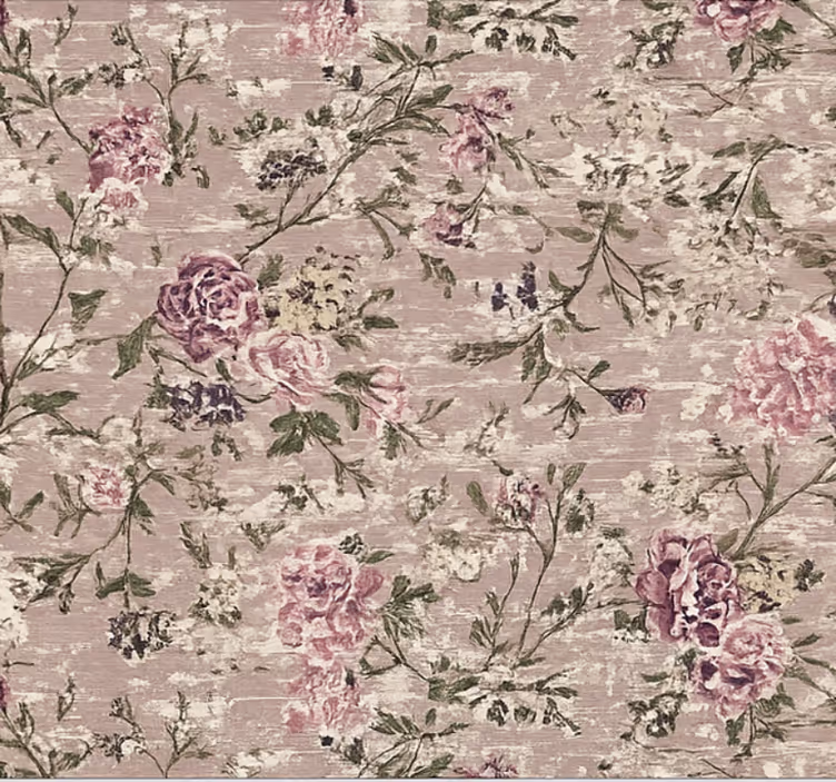 Carta da parati soggiorno floreale vintage viola - TenStickers